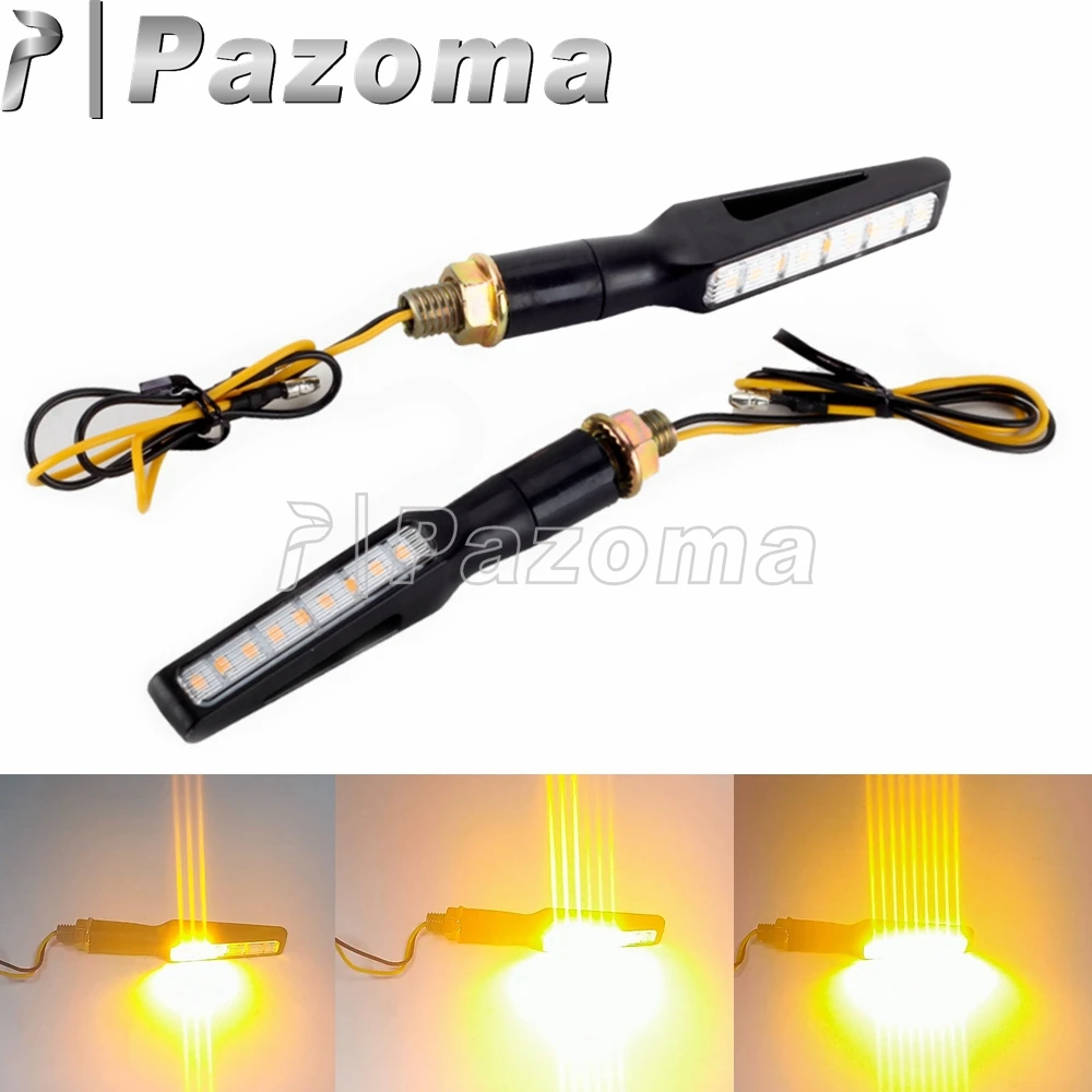 2Pc Amber Low Consumption Motorcycle Turn Signal Lights LED Flowing Water Indicator Light For Harely Honda Suzuki Yamaha Kawaski