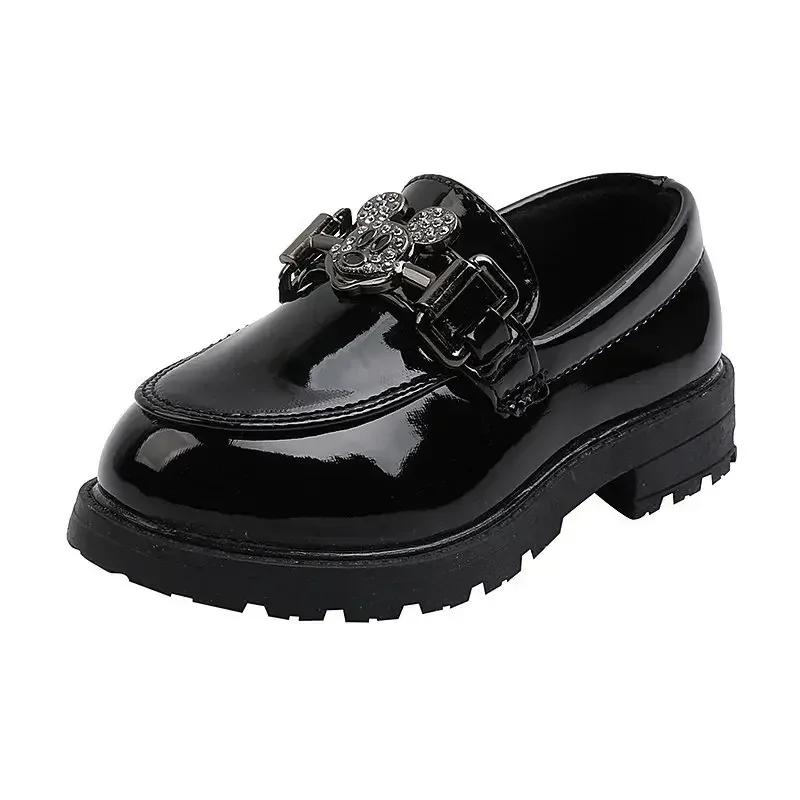 Disney children\'s cartoon Mickey Mouse boys and girls non-slip soft sole casual leather shoes student leather shoes