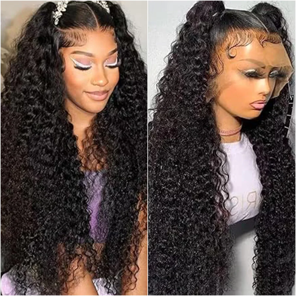 

200 Density 30 36 Inch Curly Wig 13x6 HD Transparent Lace Frontal Human Hair Deep Wave Frontal Wigs Raw Remy Brazilian for Women