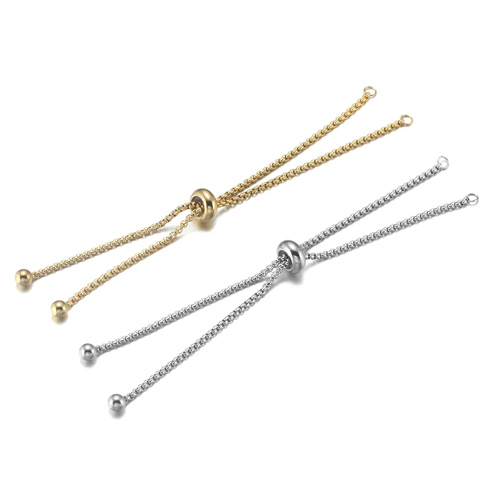 

2pcs/Lot Stainless Steel Connector Chain Component Adjustable Slider For Jewelry DIY Making Bracelet Necklace Pendants Findings