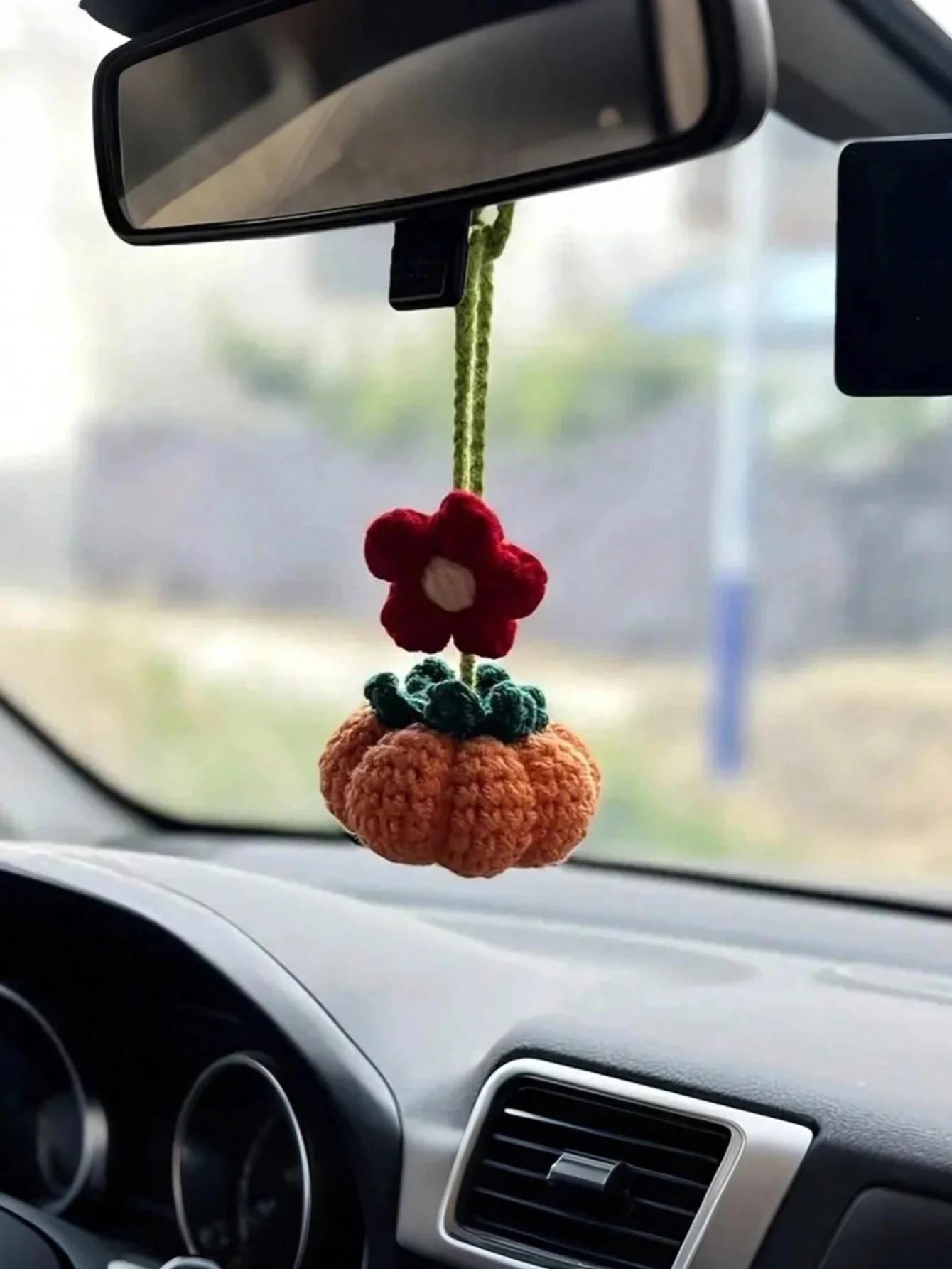 

Вязаное крючком тыква и цветы ручной работы, подвесное украшение для автомобиля, тематический декор осень/осень (зеркало заднего вида для автомобиля/дома/вечеринка), занавеска Tieb