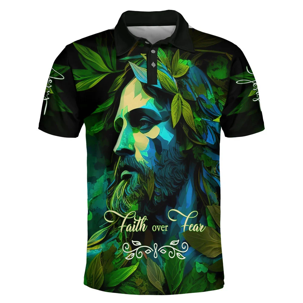 

Men's Fashion Jesus Polos T-Shirts Summer Short Sleeve Cross Animal 3D Printed Street Male POLO Tee Loose Casual Tops Pullovers