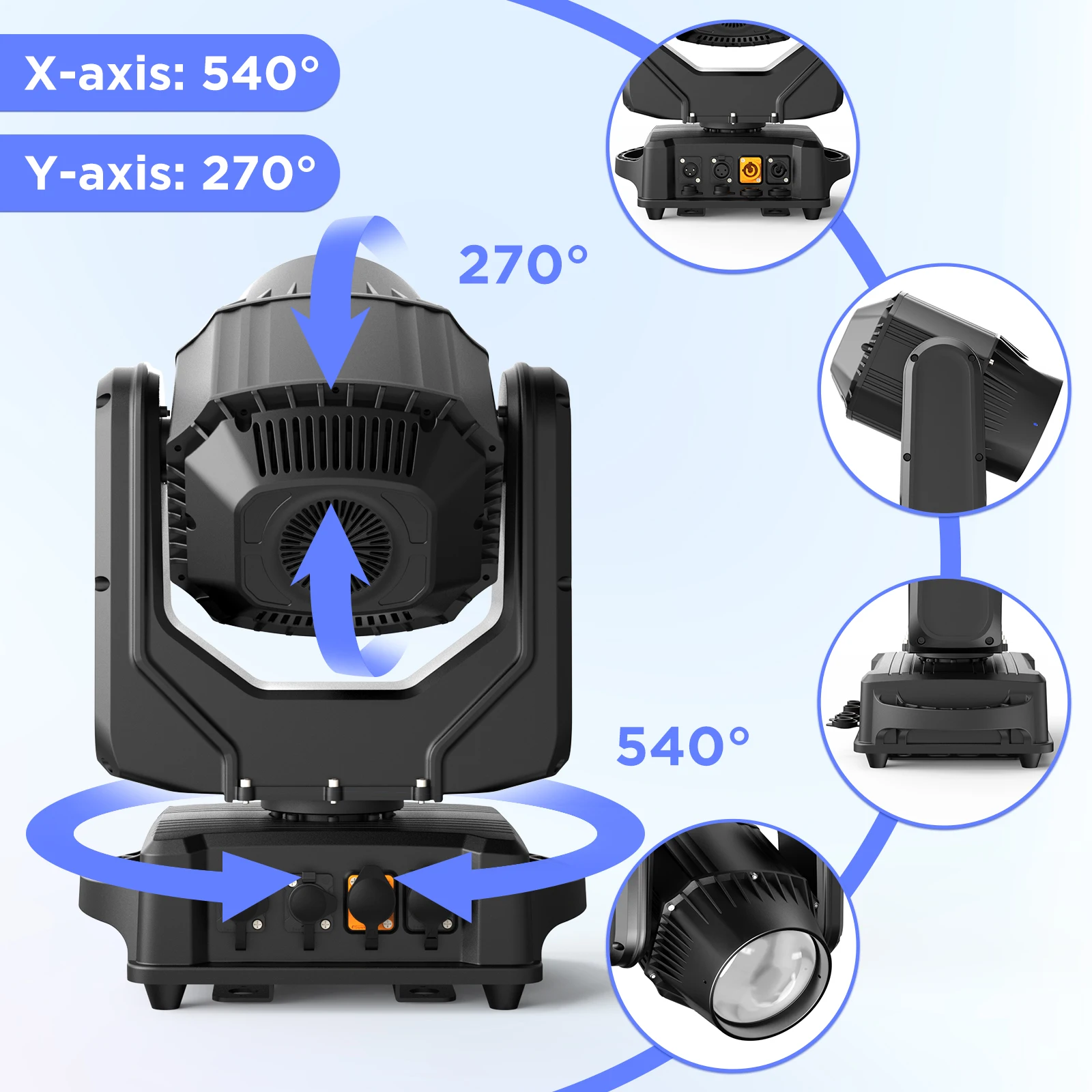 250W LED Moving Head Light Beam Waterproof Stage Effect Lighting Projector DMX512 for Disco Party Concert Church Wedding Theater