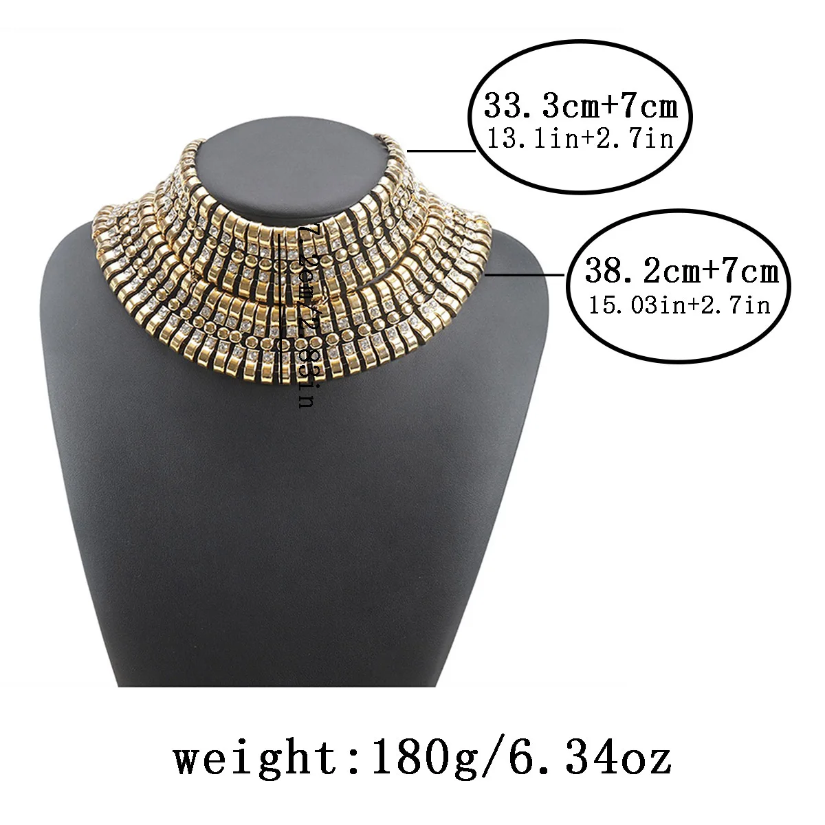 Mehrschichtige Choker-Halskette in Goldfarbe mit Strass-Einlagen, breite Halsketten für Frauen, Vintage-Statement-Schmuck für den Hals – Detail 1