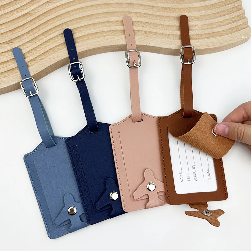

Бирка для багажа из искусственной кожи для женщин и мужчин, портативная этикетка для чемодана, идентификатор для багажа, держатель для имени, адреса, ID, аксессуар для путешествий