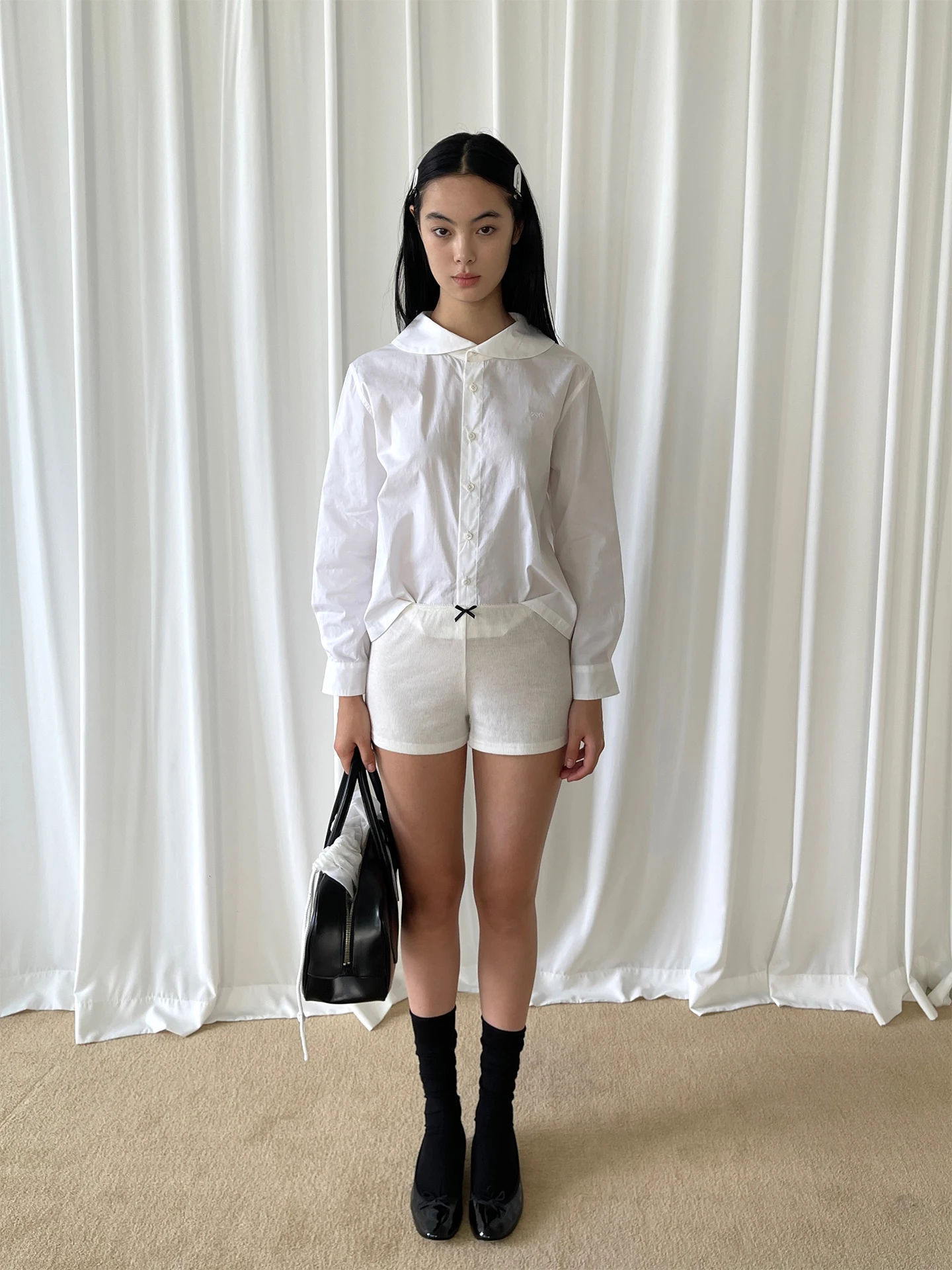 

Белая женская рубашка с воротником Питер Пэн, вышивкой, длинными рукавами, оригинальный дизайн, прямой крой, из хлопка, модная, устойчивая к деформации