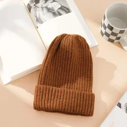 Fashion Girl Soft Warm Fluffy Solid Color Winter Hat for Women Autumn Knitted Hat Skullies Beanies Female Bonnet Woman Knit Cap