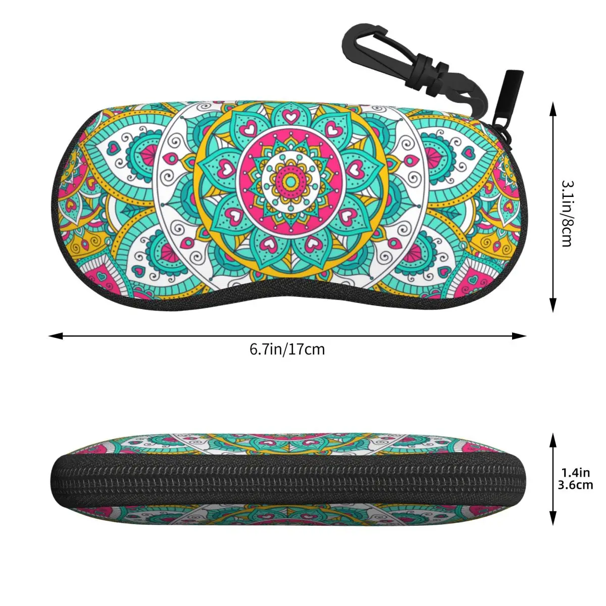 Custom Bohemia Ethnic Mandala Flower Pattern Sunglasses Soft Case Neoprene Zipper Shell Eyeglass Case Protective Box For Glasses