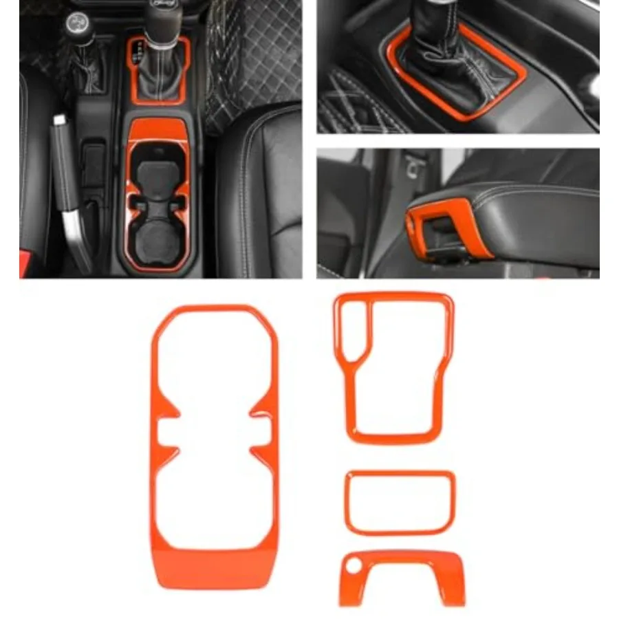 

Комплект накладок для JL 4WD: ручка переключения передач, рамка переключателя, передний подстаканник, центральный подлокотник, заглушка отверстия для замка, подходит для Jeep 2018-2024+