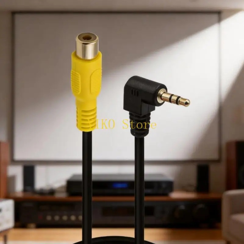 K32C Home Link Cable, 3.5mm Male to Single Female End, Angled Form, Metal Ends, 1m Length for Speaker Hookup and Media Use