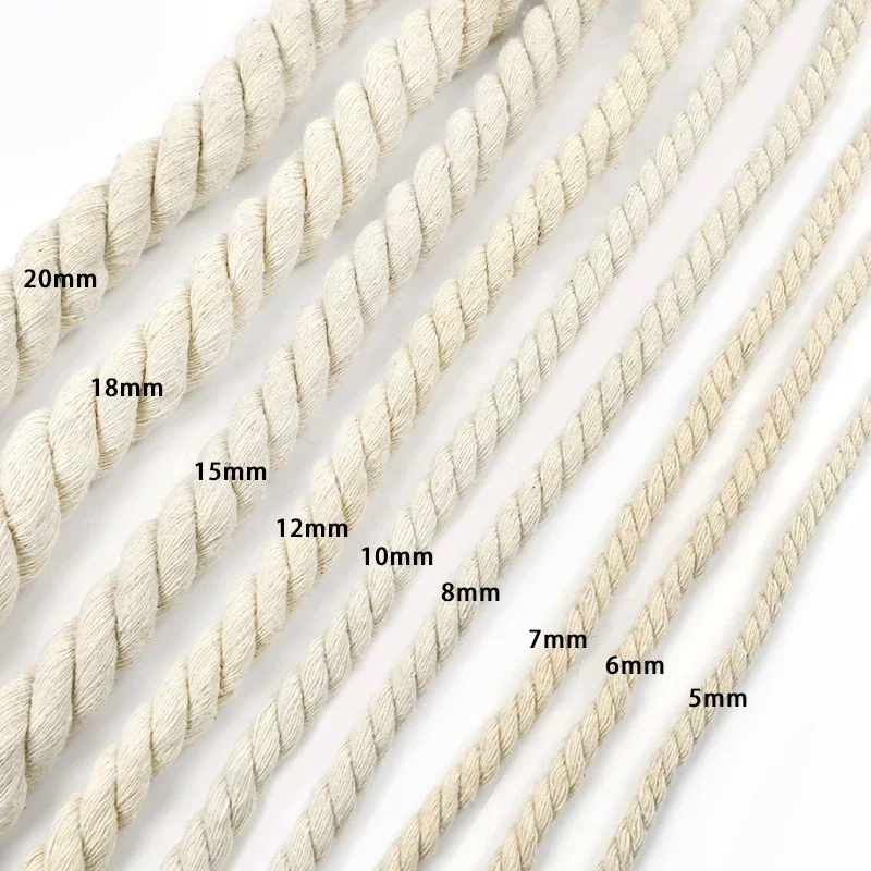 5m 5-20mm tecelagem saco de corda de algodão trança decorativa macrame cabo três fios cordas torcidas cadarço colhedores acessórios de costura