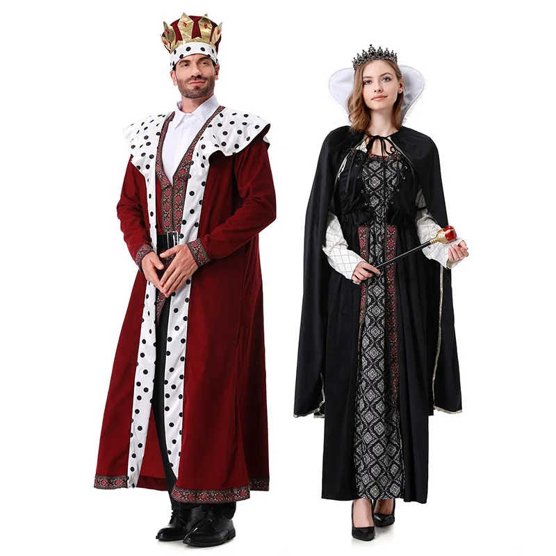 Disfraz de Cosplay Retro Medieval de Rey y Reina, Traje de Princesa Real Europea de Arabia Saudita, Atuendo para Parejas en Fiestas Temáticas de Halloween y Carnaval