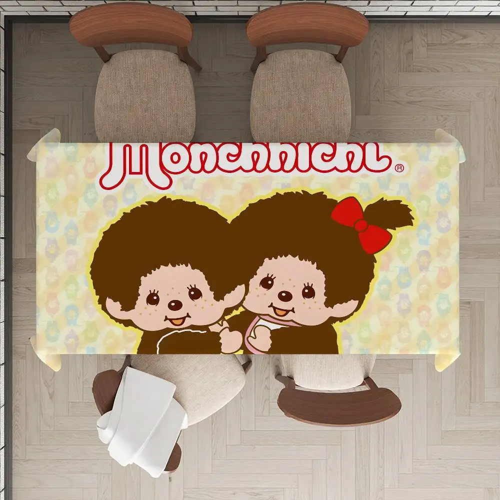 Anime M-Monchhichi Cute Rectangle Tablecloths Printed Table Cloth for Farmhouse Holiday Wedding Party Dining Table Decor