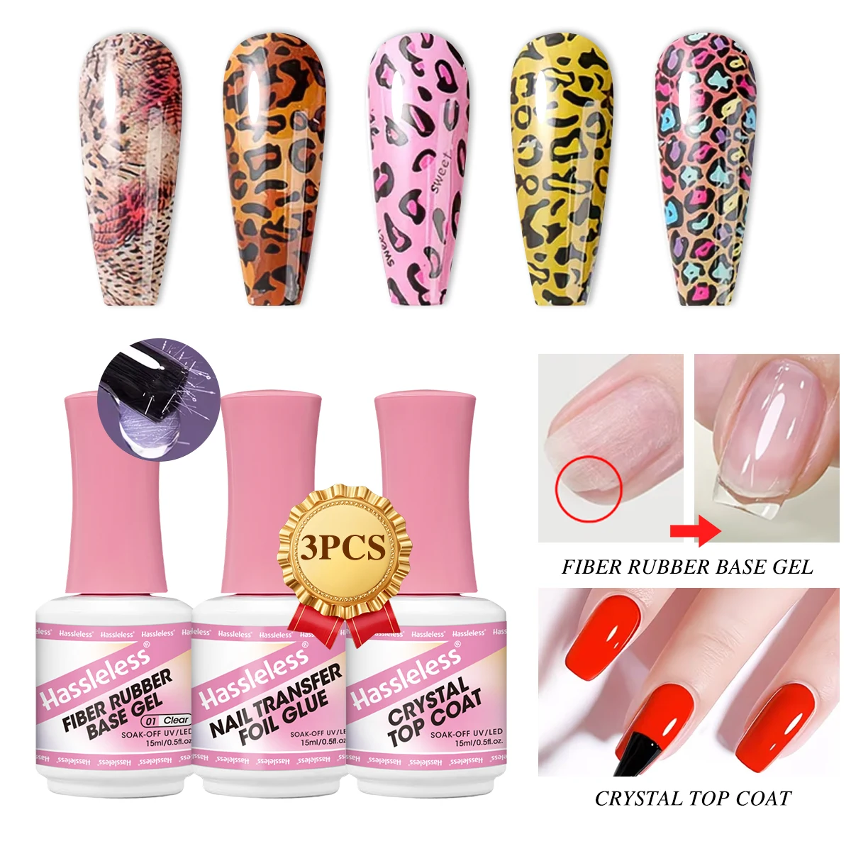 

Набор из 3-х средств: прозрачный фибровый базовый гель + трансферный гель + кристальный герметик, кристально-глянцевый герметик, защищает поверхность ногтя, прозрачный фибровый каучуковый базовый гель, быстрое восстановление поврежденных ногтей, набор гел