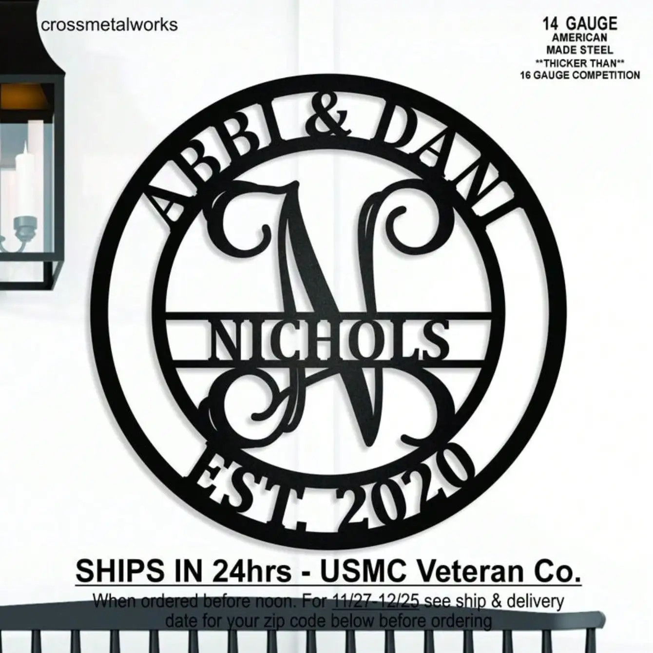 

Custom Family Name Metal Monogram Sign Personalized Wedding Bridal Shower Gift