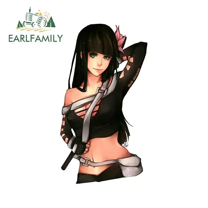 EARLFAMILY 13cm x 7.1cm for Anime Girl Dark Brown Hair Car Stickers and Decals DIY Sticker Fashion Waterproof JDM Accessories