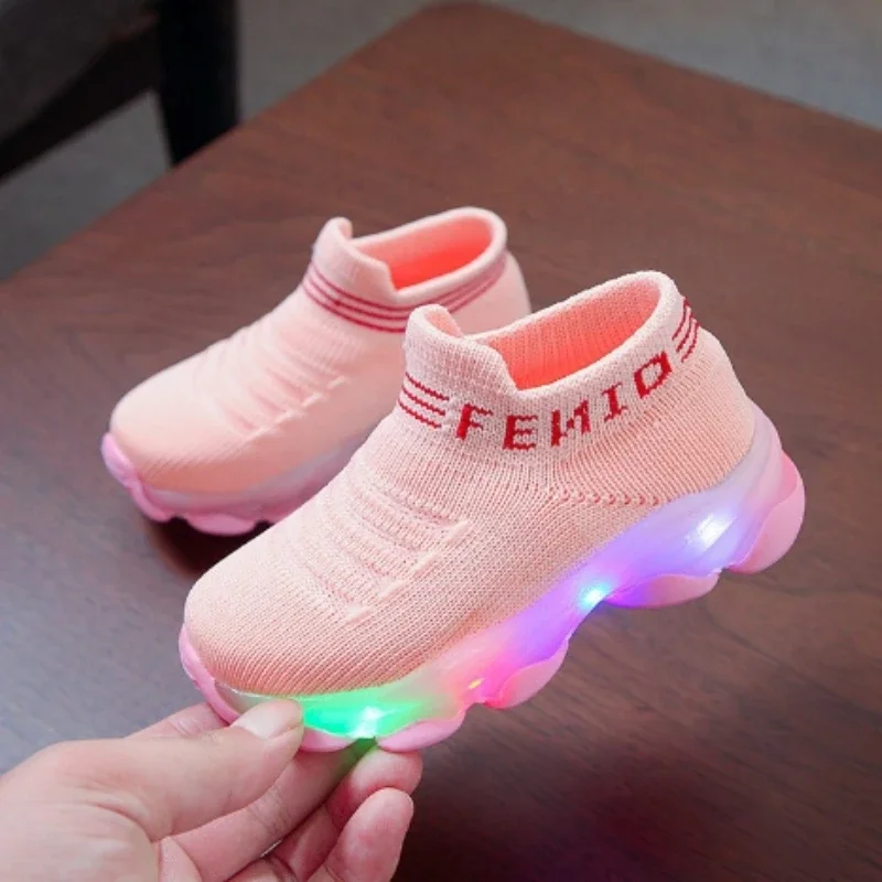 Zapatillas Kid Sneakers Autumn Boy LED Light Illuminated Shoe Breathable Girl Casual Shoes Elastic Kid Shoe Girl Shoe Кроссовки