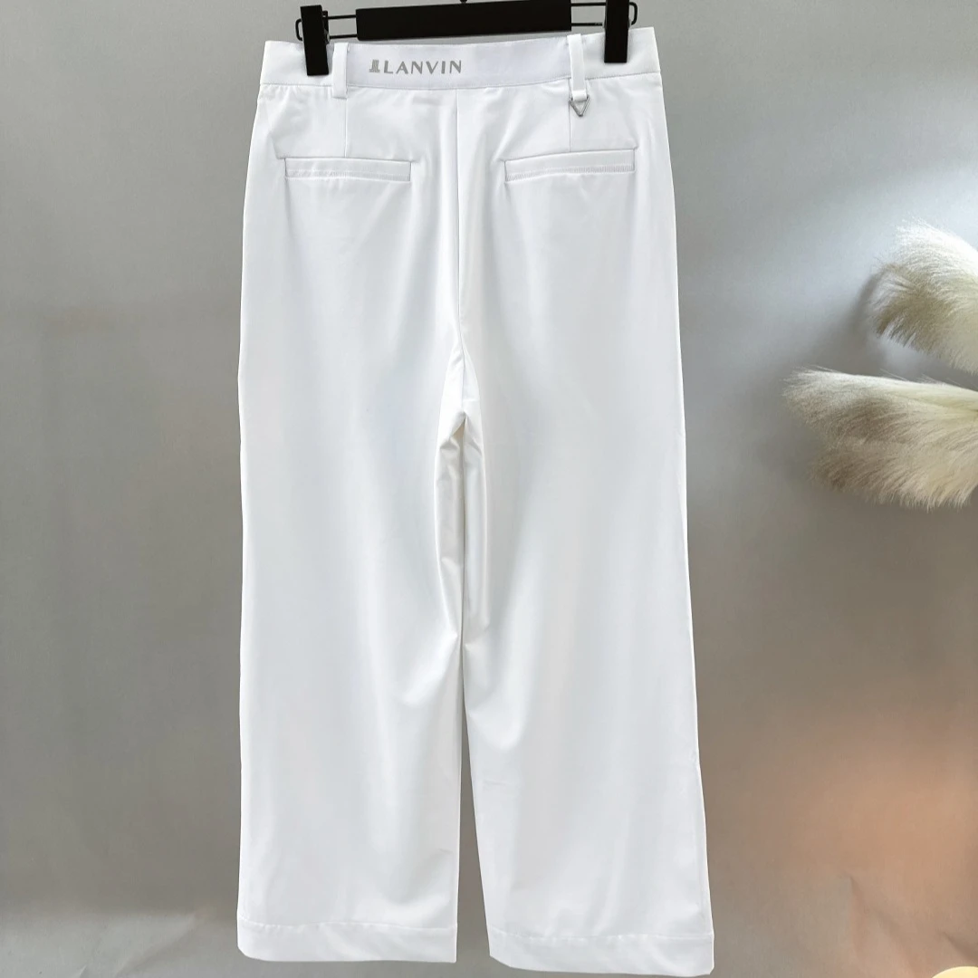 Women's Golf Wide Leg Pants 2026 Fall New Korean Style Letter Print Casual Outdoor Lightweight Stretch Quick-Dry Polyester Soft