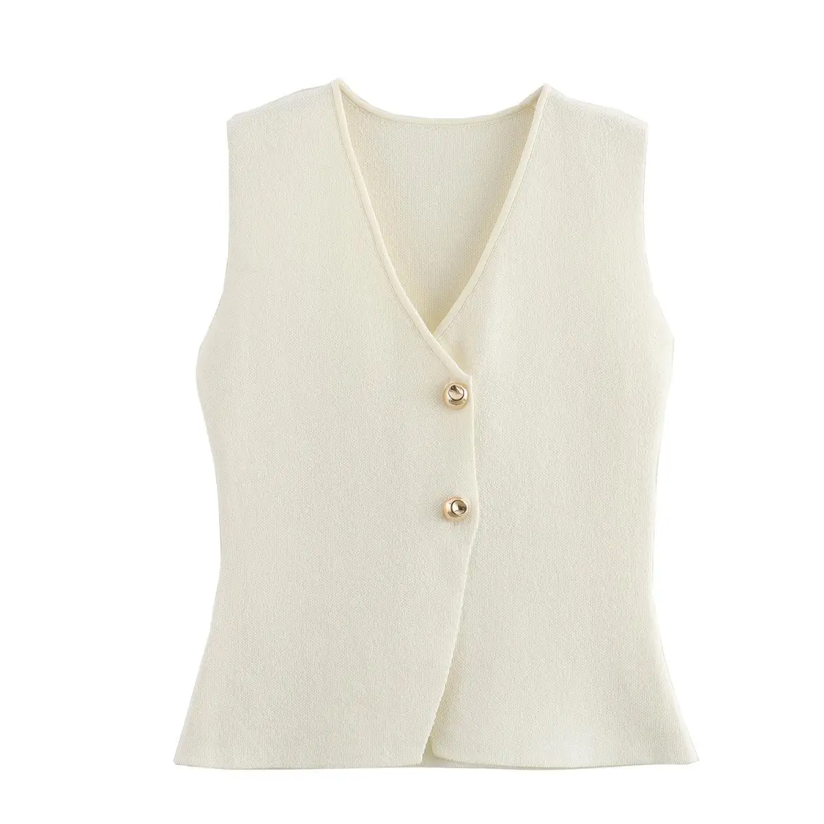 Gold Knitted Vest And Small Folded Splicing Skirt Set Women's Faion Summer Outfit Tee-Piece Set No Brand Registered Trade...