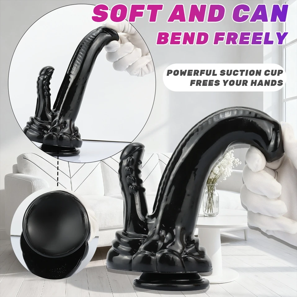 여성을 위한 강력한 흡착컵이 있는 더블 딜도 2 in 1 사이즈 디자인 여성 G/P-스팟 리얼리틱 토이 핸즈프리 재미 은밀한 사용