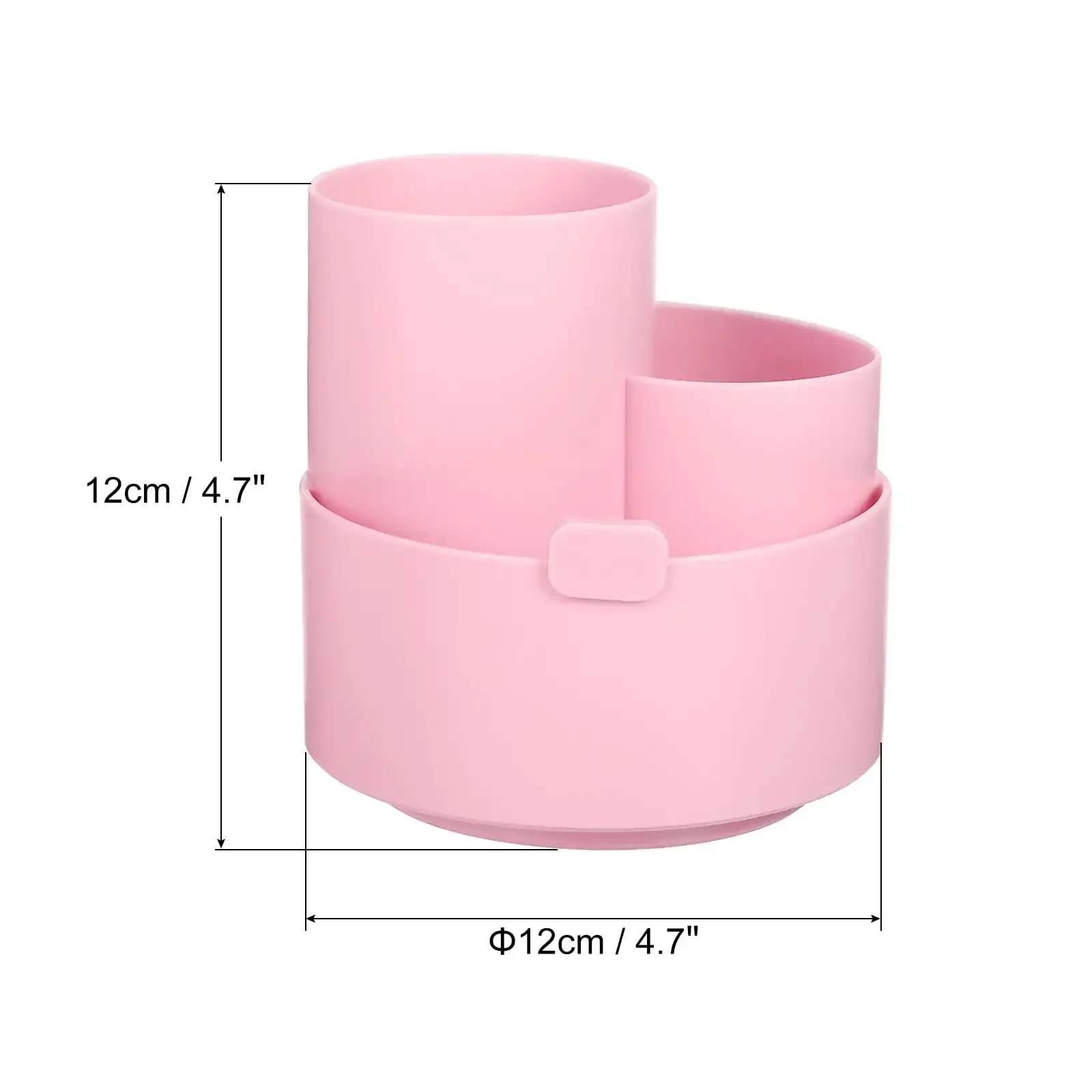 حامل 3 فتحات لفرشاة المكياج ومنظم سطح المكتب باللون الوردي