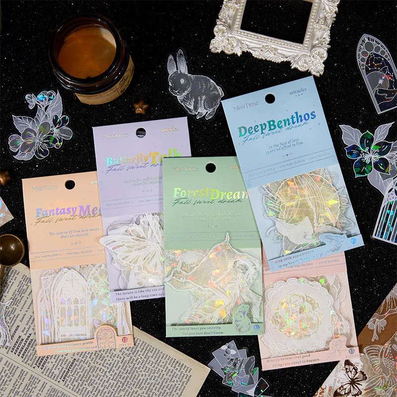 1pack/15Pcs INS‑Inspired Shell Shimmer Decor Stickers, Glossy DIY Craft Material for Journal, Scrapbook and Handmade Album
