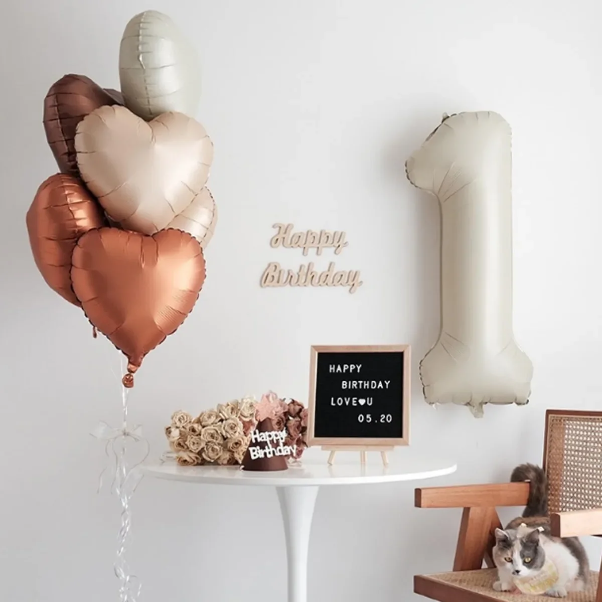 Sand White Brown Heart Balloons 10Pcs Apricot Beige Foil Heart Shaped Balloon Valentines Brithday,Baby Shower,Wedding Decoration