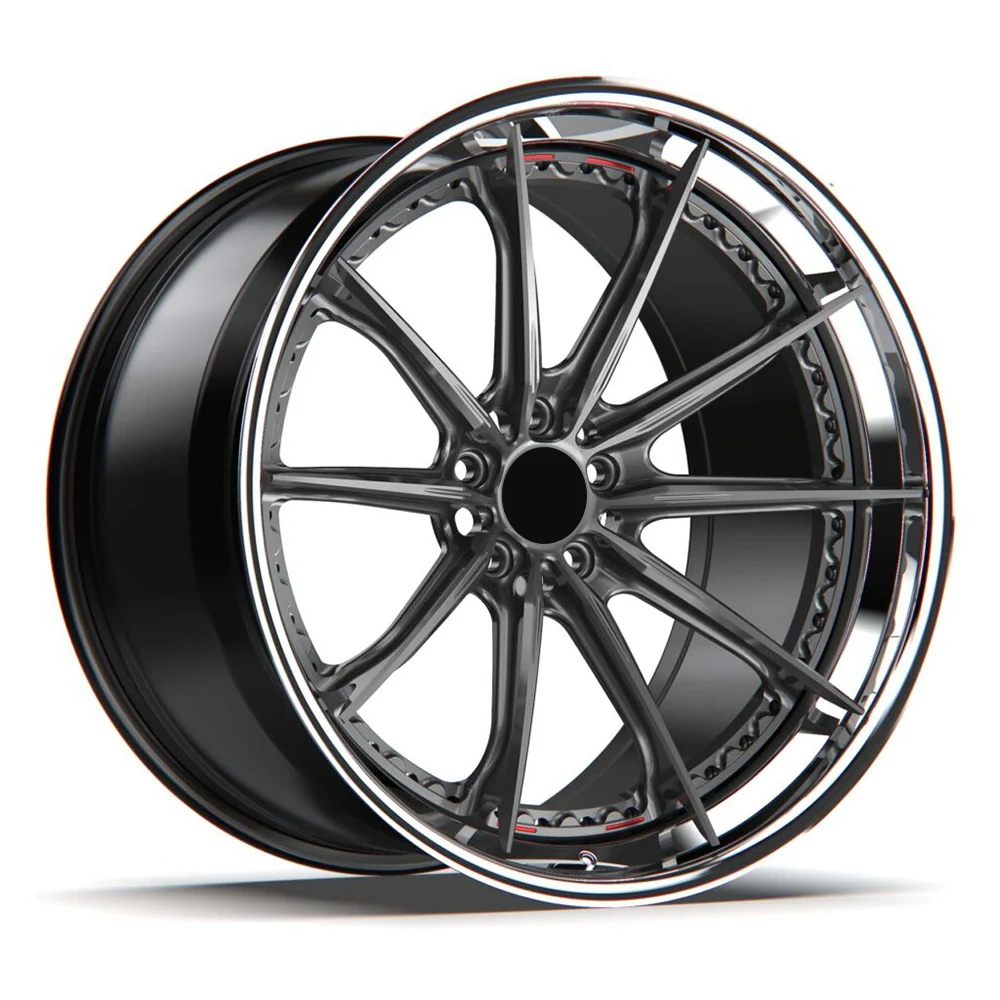 2 Piece Forged Alloy Wheels Black Multi Spoke Car Wheels 5x112 5x120 5x114.3 17 18 20 22 24 26 Inch Wheels for Benz