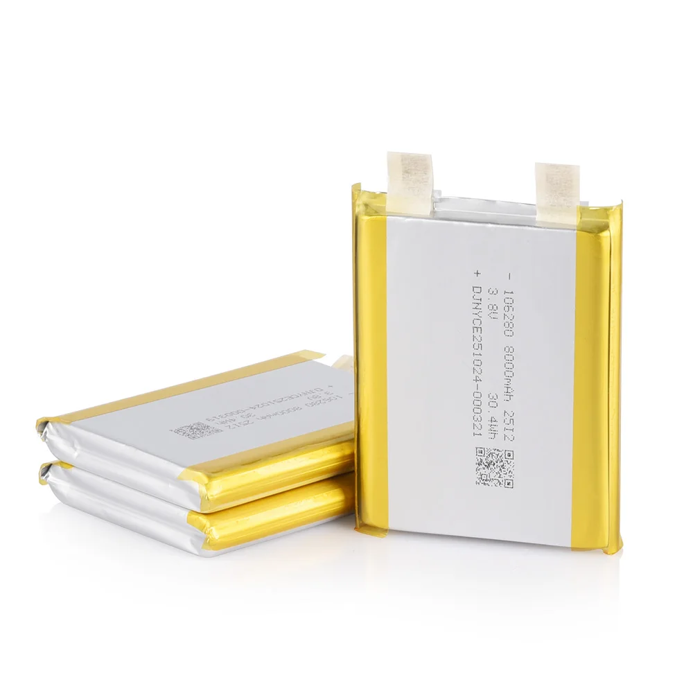 Semi-Solid State Lithium Polymer Battery 106280 3.8V 8000mAh Rechargeable Lipo Cell Batteries for Power Bank Bluetooth Speaker