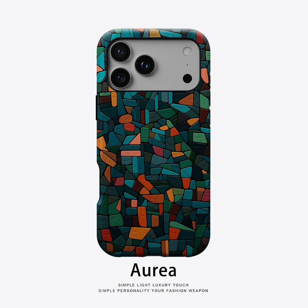Blaugrüne Terrakotta-Fliesen-Handyhülle für magnetische Handyhülle für IPhone 17 16 15 14 13 Pro Max Plus, einzelne doppelschichtige robuste Hülle