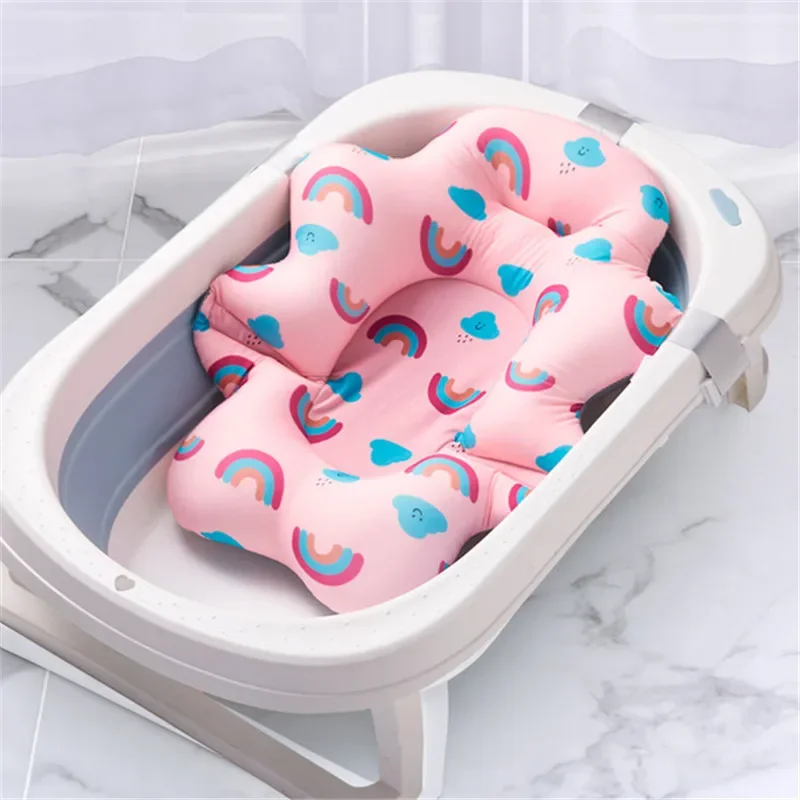Baby Shower Bath Tub Pad Non-Slip Bathtub Mat Newborn Safety Security Bath Support Cushion Animal Soft Pillow Care Accessories view 3