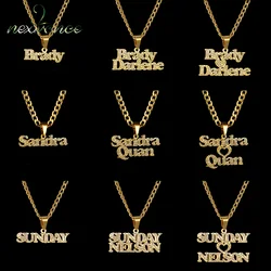 Nextvance Customized Two Names Necklace For Women Stainless Steel Zircon Nameplate Thick Chain Removable Pendant Jewelry Gifts