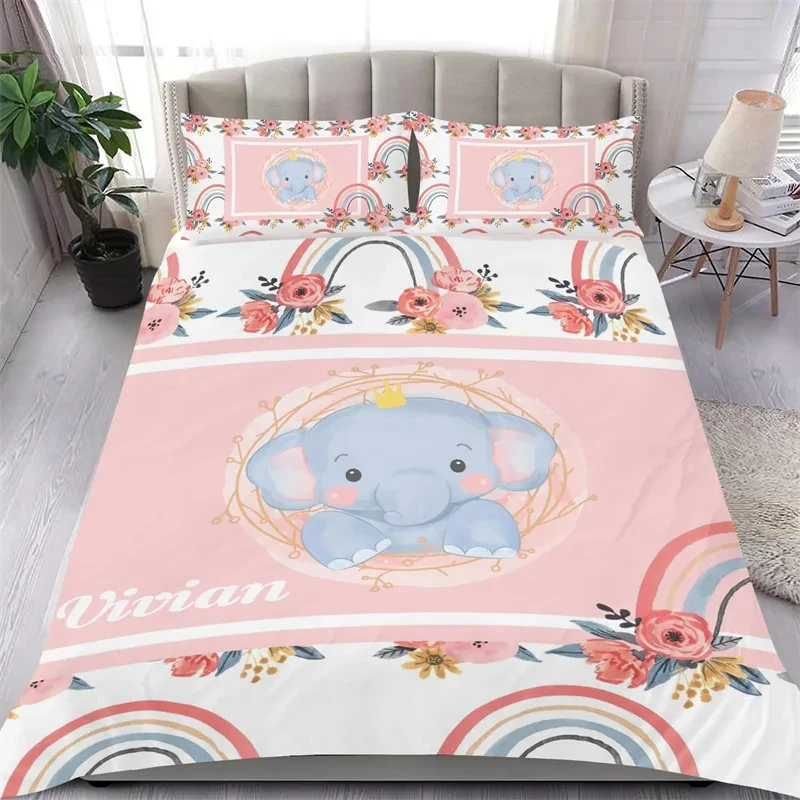 

Lovely Koala Flowers Duvet Cover Cartoon Animal Bedding Set Elephant Cat Deer Leaves Quilt Cover King for Kids Child Gift Decor