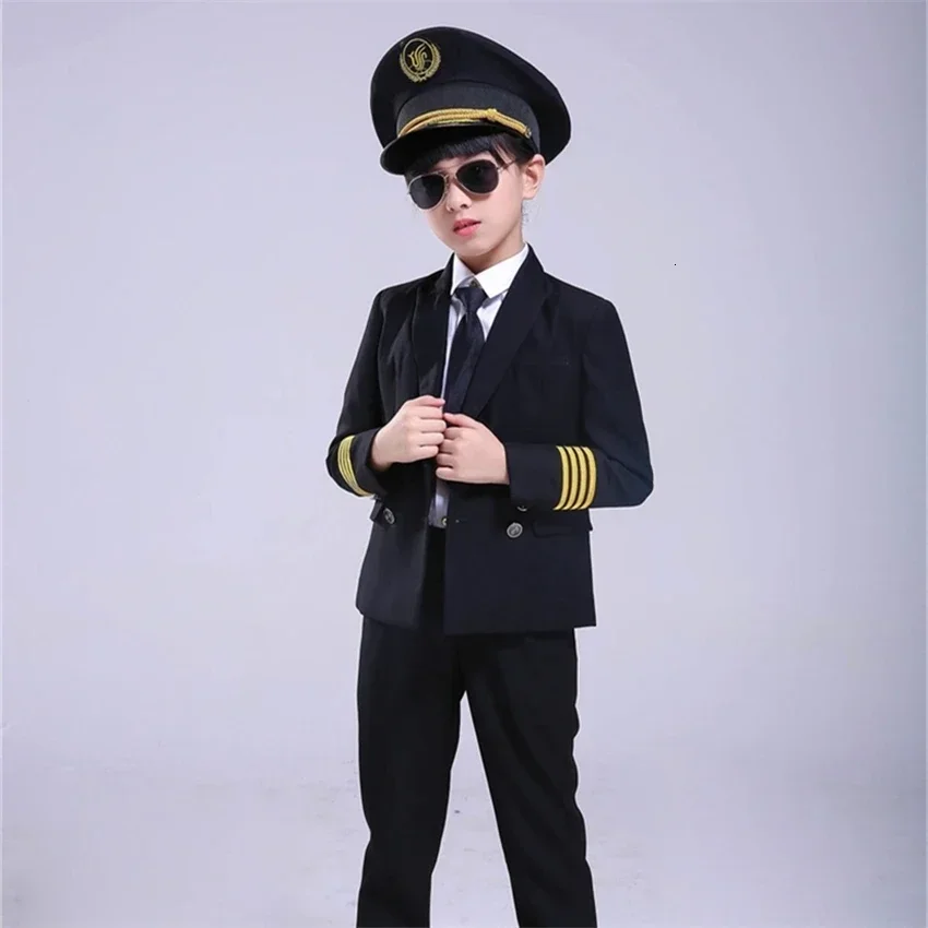 Costume de Cosplay de Pilote pour Enfant, Uniforme de Performance de l'Armée de l'Air, pour Garçons et Bol