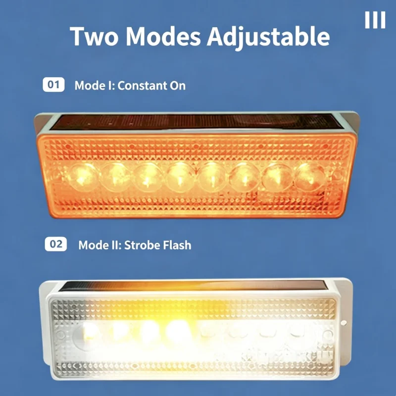 Picture 6: LED Work Strobe Warning Light Solar-Powered Reflective Waterproof for Road Construction Guardrail Truck Side Rear Light Trailers