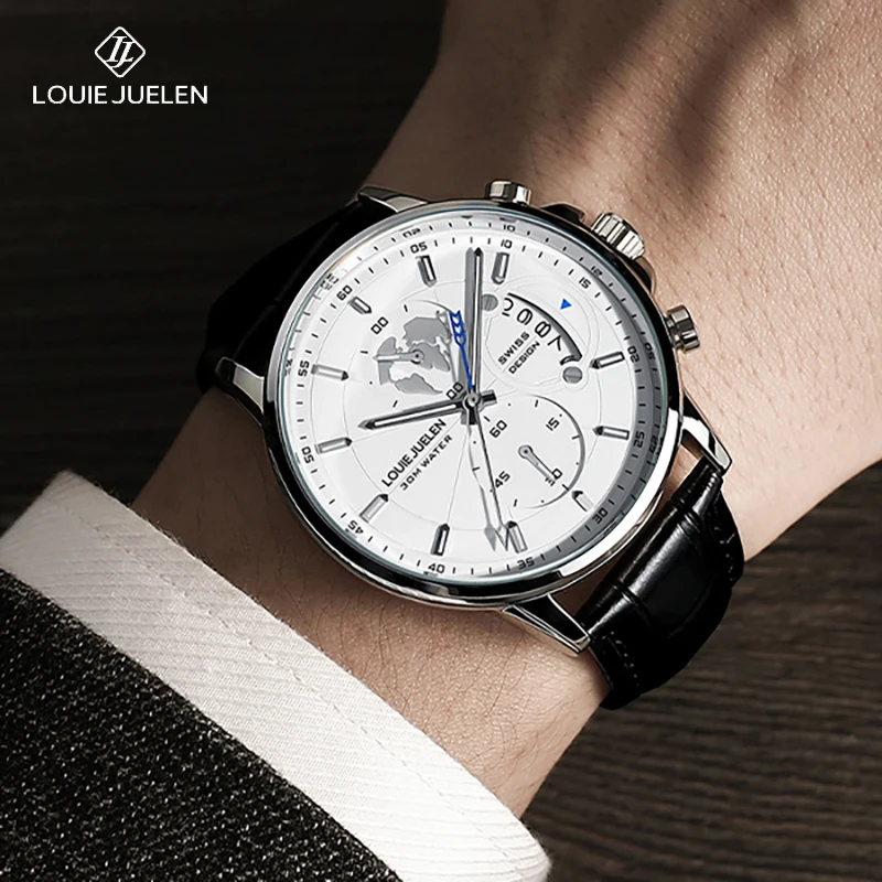 LOUIE JUELEN NEW Bestselling Watch Mineral Crystal Glass Mirror Steel Band Men's Automatic Mechanical Fashion Watch