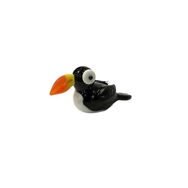 

Handmade Mini Glass Puffin Figurine Cute Bird Animal Statue Ornament Festival New Year Gift for Kids Home Desk Decor Collection
