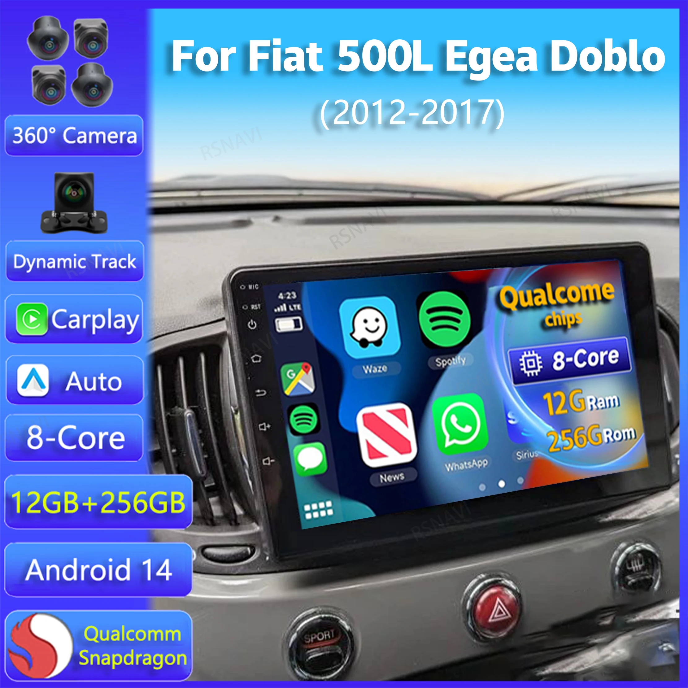 Android14 Carplay Auto For Fiat 500L Egea Doblo 2012 2013 2014 2015 2016 2017 Multimedia Car Radio Player WIFI+4G DVD DSP Stereo