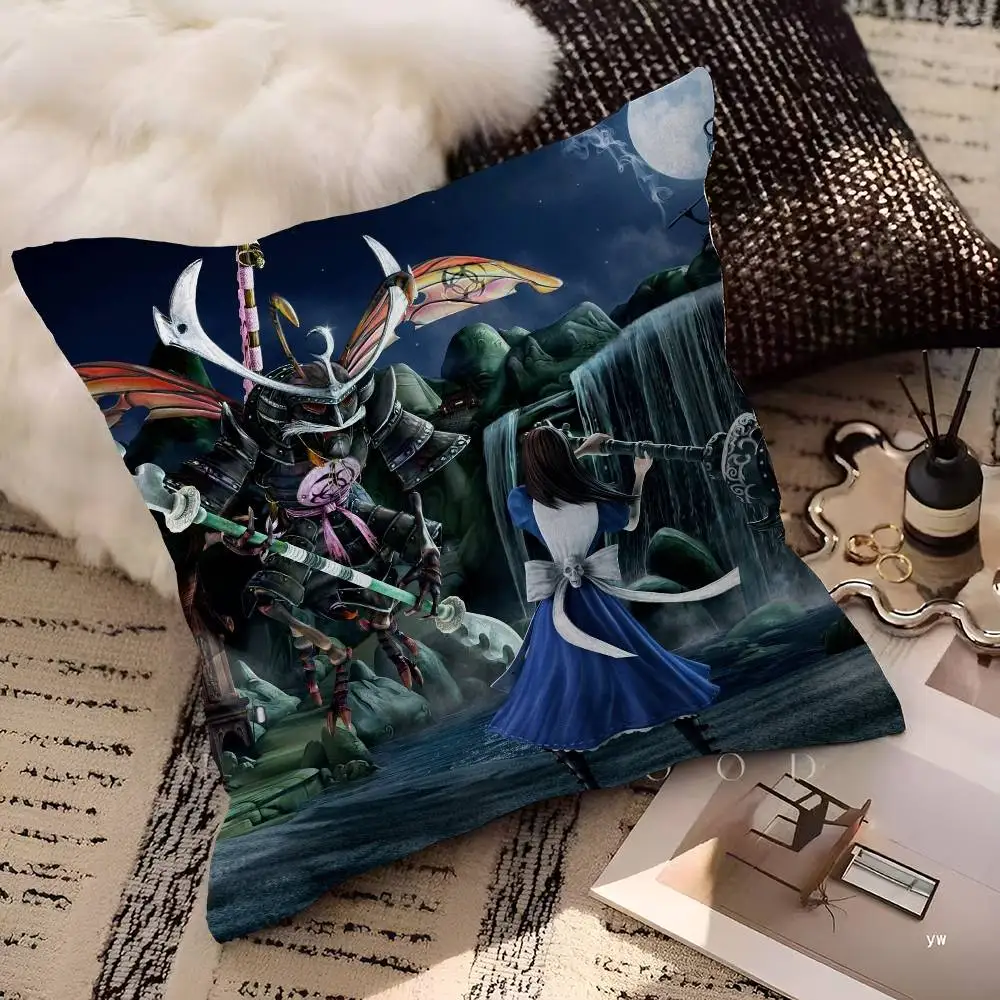 Game A-Alice Madness Returns Pillow Gift Home Office Decoration Bedroom Sofa Car Cushion Cover case 45x45