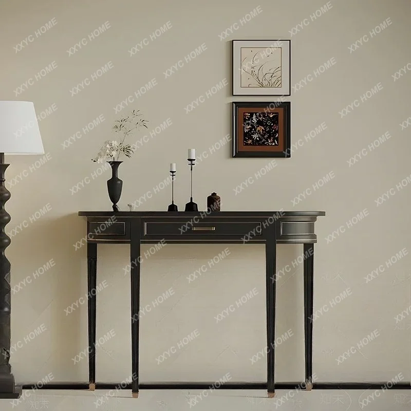 X light luxury solid wood entrance table entrance foyer modern living room retro case end view table