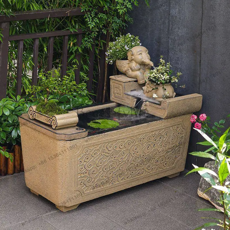 Garden running water fish tank outdoor circulating water landscaping lucky water feature fountain fish tank circulating
