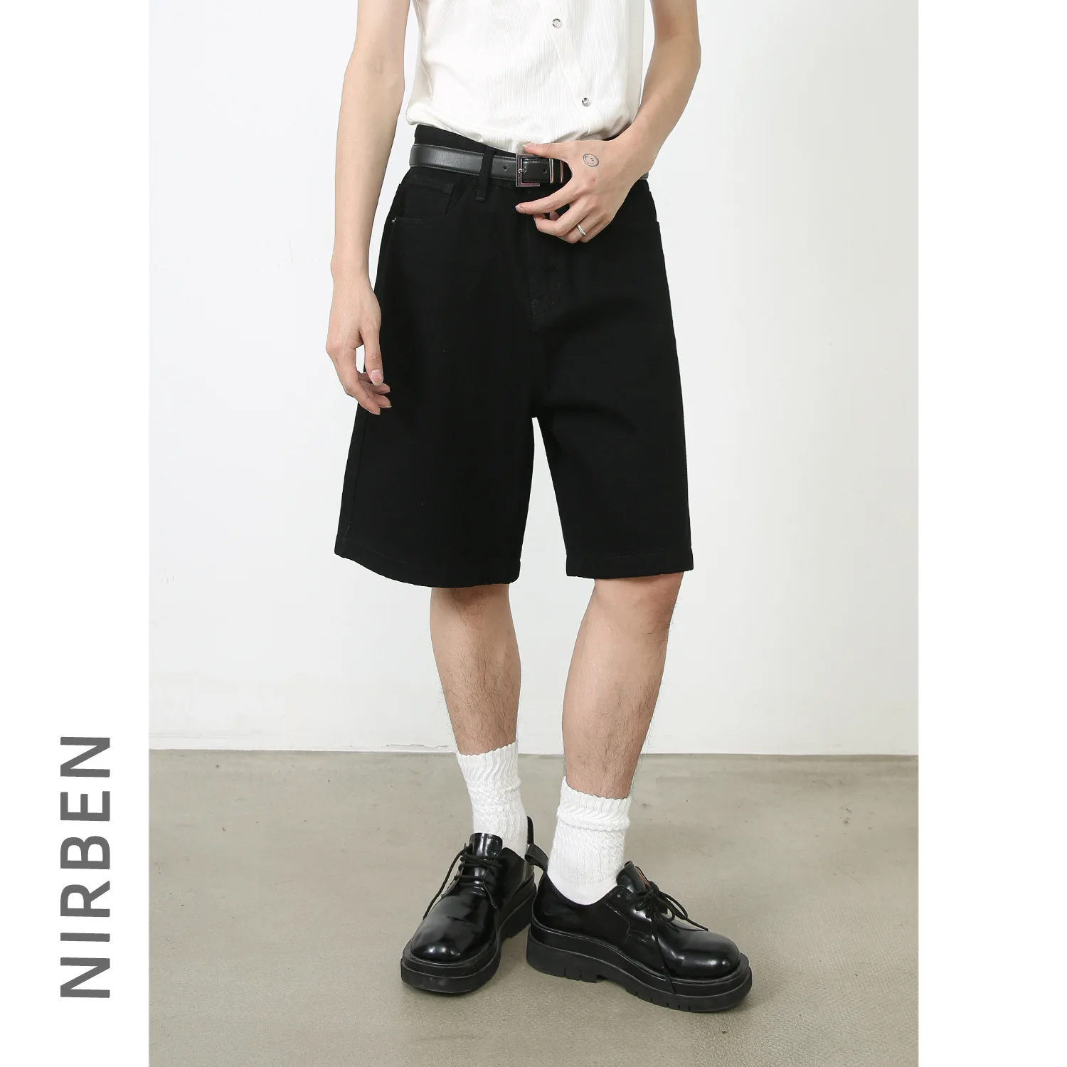 Summer Straight-leg Denim Shorts Men's Loose Wide-leg Pants Five-point Medium Pants Tide