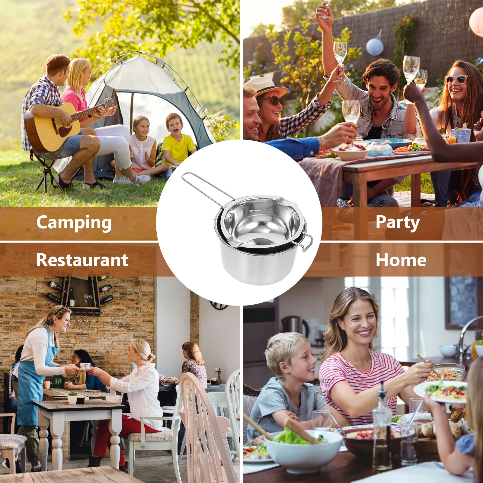 1 Set Double Boiler Pot Stainless Steel Chocolate Melting Wax Cheese Melt Cook Baking Kitchen Utensil Waxing