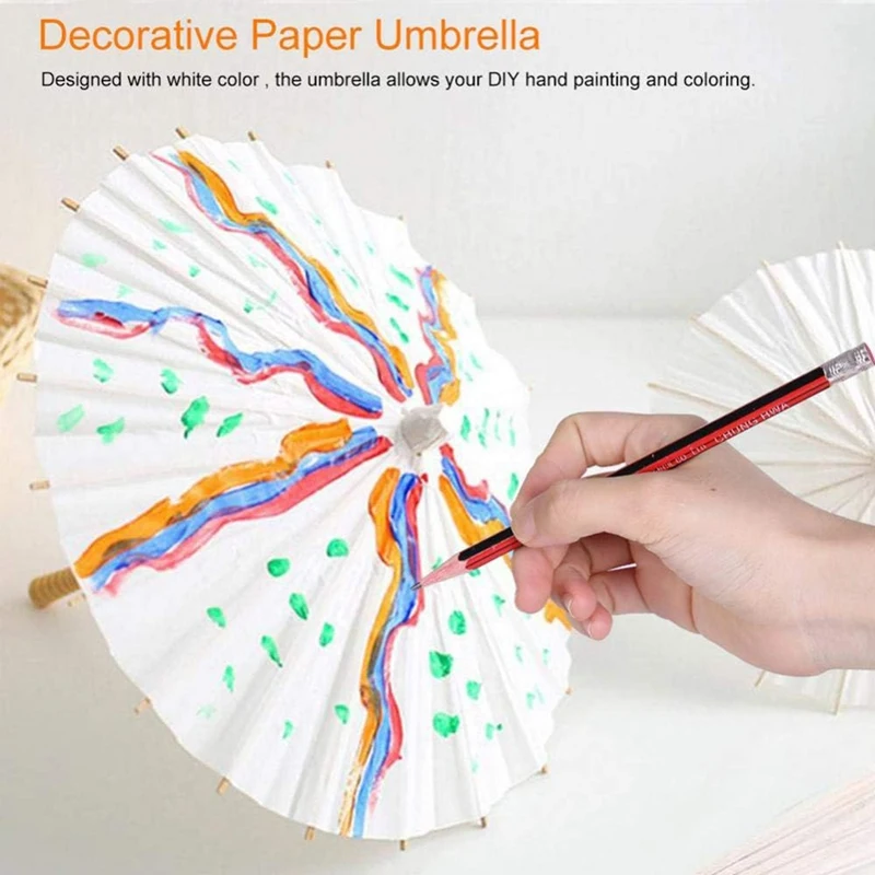 7PCS Paper Parasol Wedding Umbrella Party Favor Bamboo Umbrellas For Bridal Shower Centerpieces Photo Props 33Inch