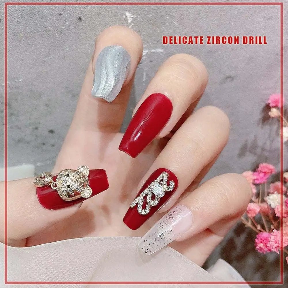 Shiny Flash 2022 Year Luxury Tiger Year Zodiac Jewelry DIY Nail Decoration Nail Art Rhinestone New Year Nail Art