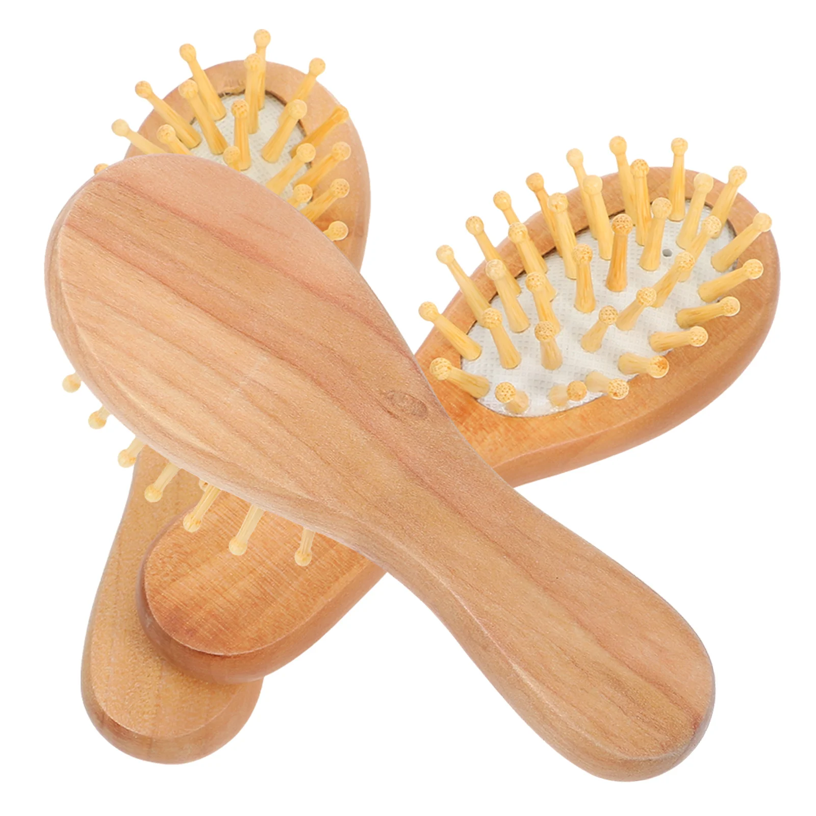 

3pcs Hairbrush with Rubber Cushion for Scalp Massage Detangling Stress Relief Toddler Combs Wooden Child Brush