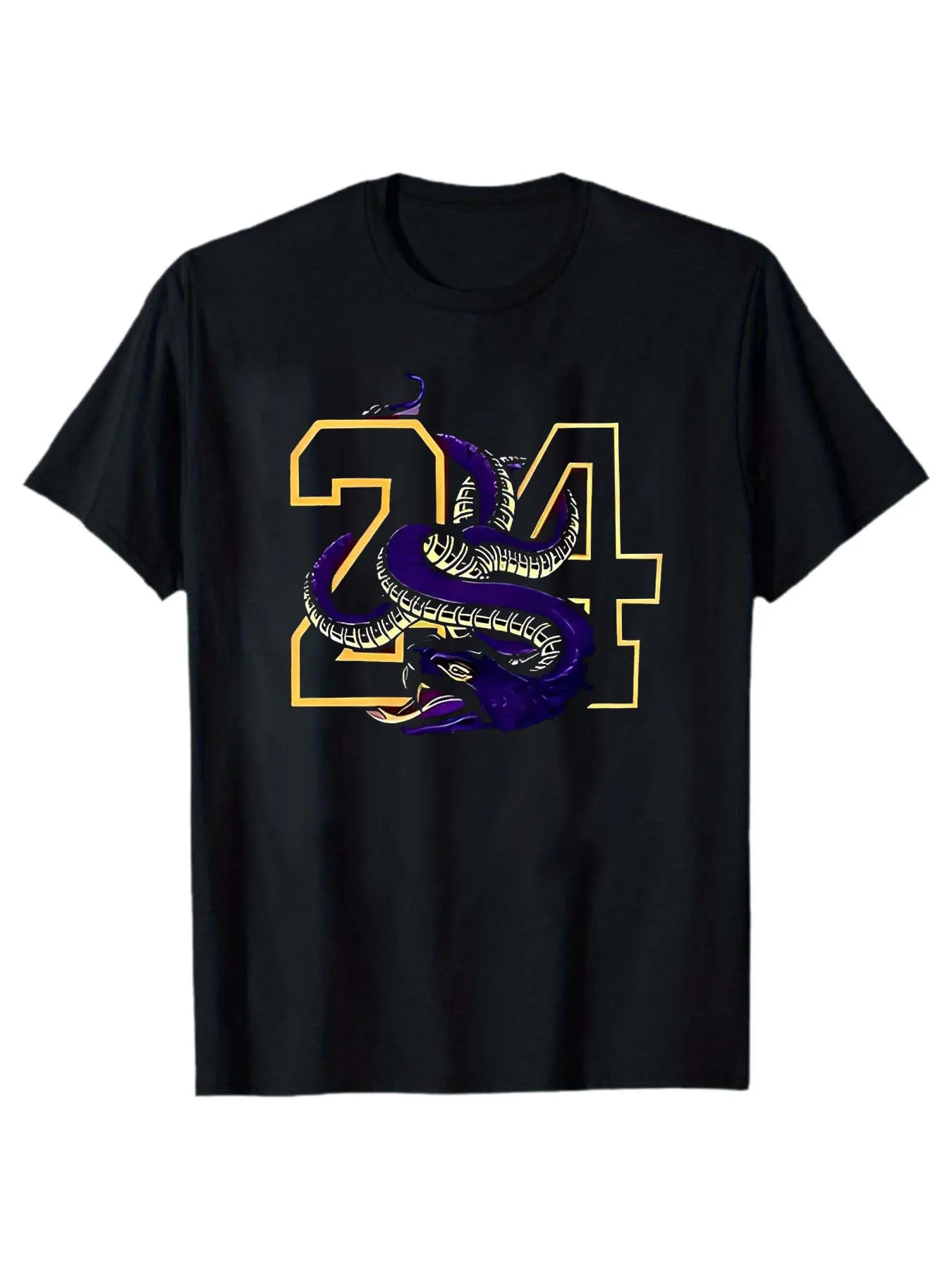 Snake 24 Graphic Print, Men's Round Neck Short Sleeve, Fashionable Regular Fit T-Shirt, Suitable For Summer Holiday Casual Wear,