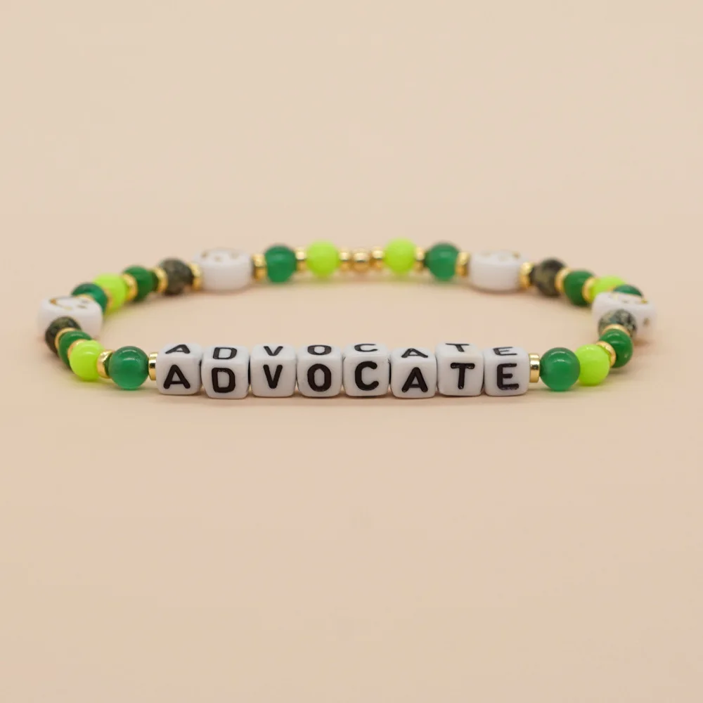 Go2boho Little Words Letter Advocate Smile Acrylic Beads Semi-precious Stone Handmade Beaded Bracelet Christmas Gift