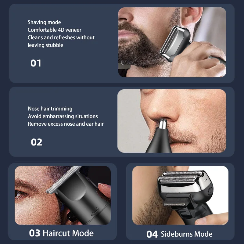 

3-in-1 Electric Shaver Multi-Functional Reciprocating Shaver With Digital Display Machine Washable Portable Rechargeable Razor