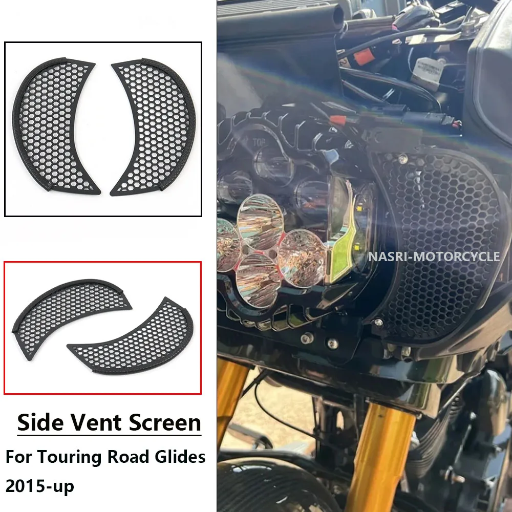 

Motorcycle Fairing Mesh Grill Side Vent Screen For Harley Touring Road Glide Ultra FLTRUSE Road Glide Custom Special 2015-2023